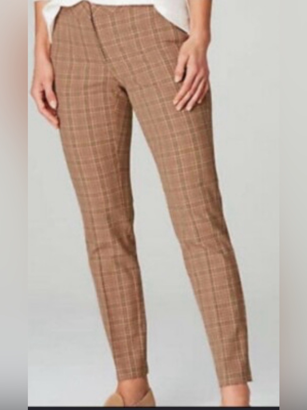 J. Jill Plaid Straight-Leg Classic Camel Plaid Preppy Office Siren Pants Size 12